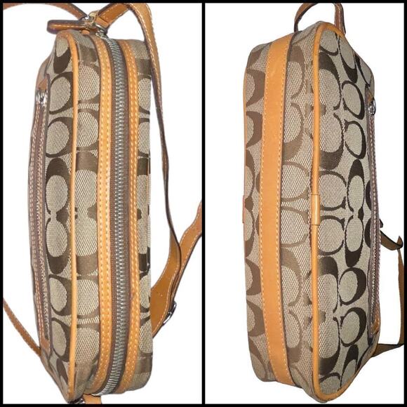 Coach Signature Canvas Brown Mini Crossbody Shoulder Bag - Picture 4 of 15